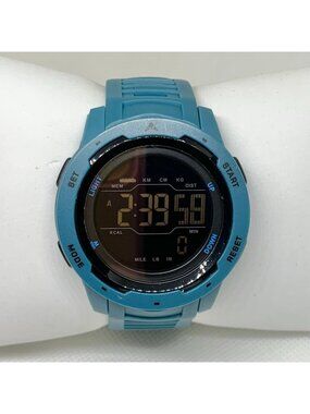 Finotime men’s digital watch 46mm quartz multifunction blue plastic band running